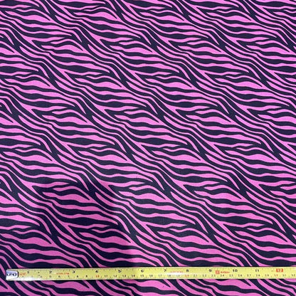 Pink & Black Tiger Print Cotton Deadstock Fabric