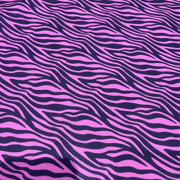 Pink & Black Tiger Print Cotton Deadstock Fabric