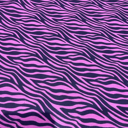 Pink & Black Tiger Print Cotton Deadstock Fabric