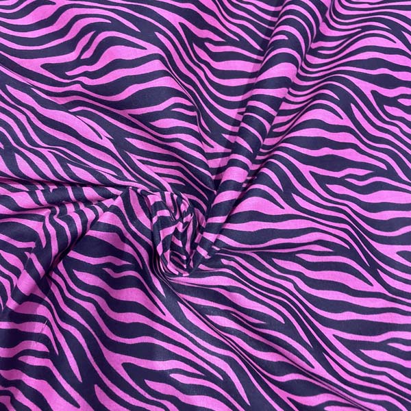 Pink & Black Tiger Print Cotton Deadstock Fabric