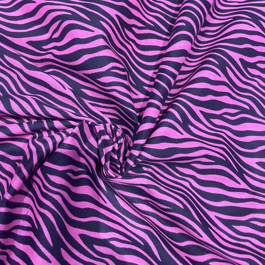 Pink & Black Tiger Print Cotton Deadstock Fabric