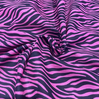 Pink & Black Tiger Print Cotton Deadstock Fabric