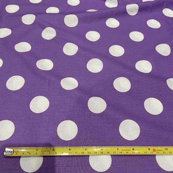 Purple & White Large Polka Dot Cotton Deadstock Fabric
