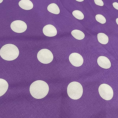 Purple & White Large Polka Dot Cotton Deadstock Fabric