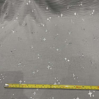 Grey Silver Star Double Gauze Deadstock Fabric