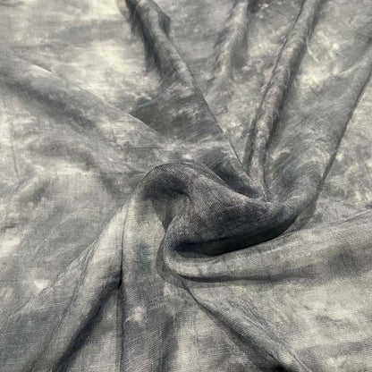 Stormy Grey Blue Tie Dye Chiffon Deadstock Fabric