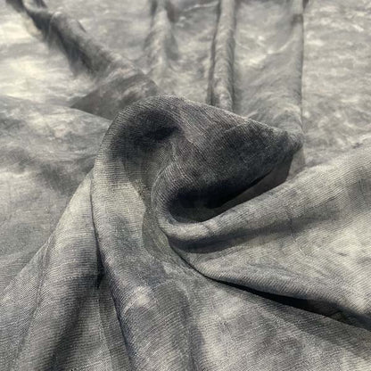 Stormy Grey Blue Tie Dye Chiffon Deadstock Fabric