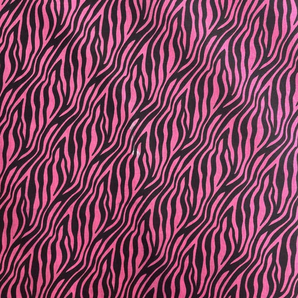 Pink & Black Tiger Print Cotton Deadstock Fabric