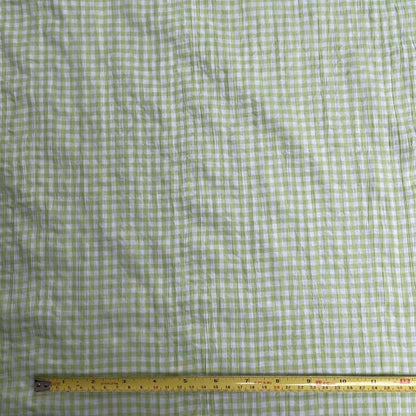 Bright Green & White Gingham Deadstock Fabric