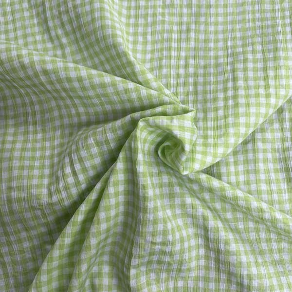 Bright Green & White Gingham Deadstock Fabric