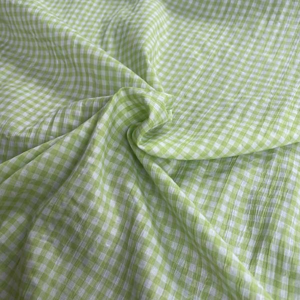 Bright Green & White Gingham Deadstock Fabric