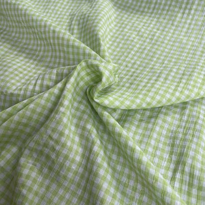 Bright Green & White Gingham Deadstock Fabric