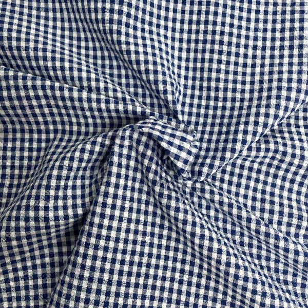 Blue & White Gingham Cotton Deadstock Fabric
