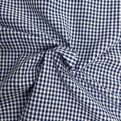 Blue & White Gingham Cotton Deadstock Fabric