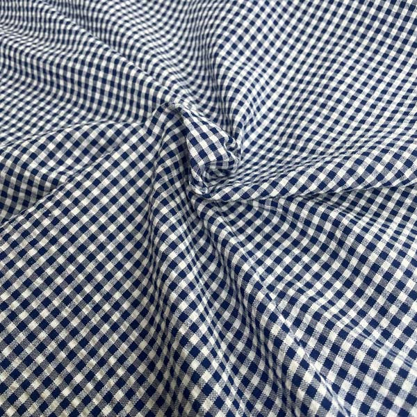Blue & White Gingham Cotton Deadstock Fabric