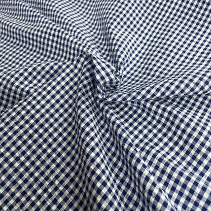 Blue & White Gingham Cotton Deadstock Fabric
