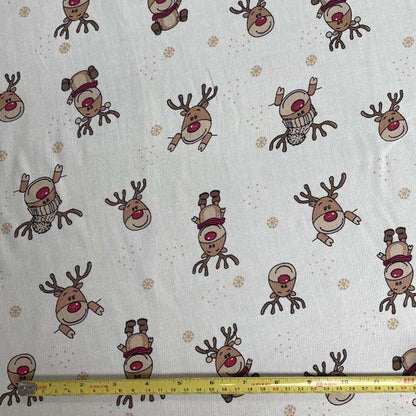 Reindeer Print Lightweight Christmas Cotton Deadstock Fabric
