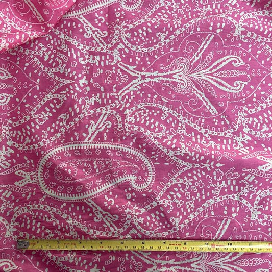 Pink & Cream Paisley Cotton Poplin Deadstock Fabric