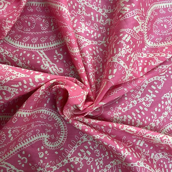 Pink & Cream Paisley Cotton Poplin Deadstock Fabric
