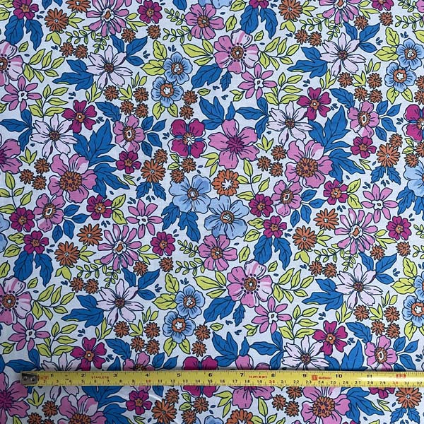 Neon Floral Shirting Cotton Deadstock Fabric