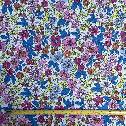 Neon Floral Shirting Cotton Deadstock Fabric