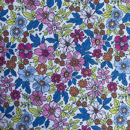 Neon Floral Shirting Cotton Deadstock Fabric