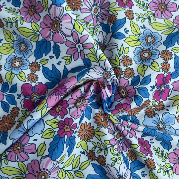 Neon Floral Shirting Cotton Deadstock Fabric
