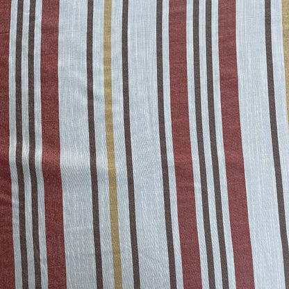 White, Brown & Orange Striped Georgette Deadstock Fabric