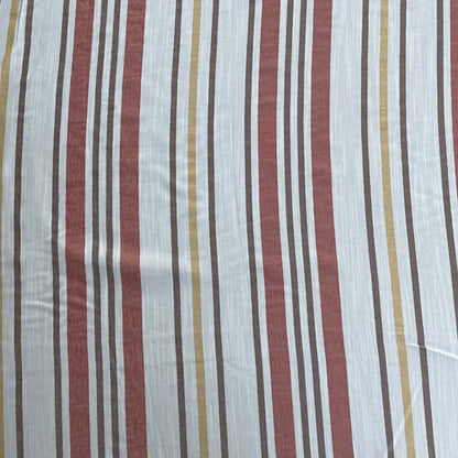 White, Brown & Orange Striped Georgette Deadstock Fabric