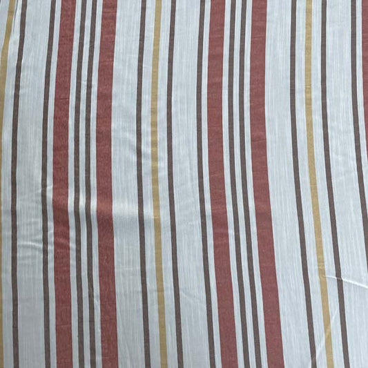 White, Brown & Orange Striped Georgette Deadstock Fabric