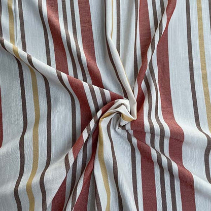 White, Brown & Orange Striped Georgette Deadstock Fabric