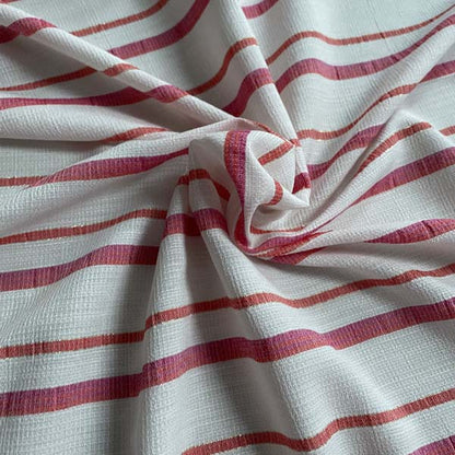 White, Pink & Orange Striped Georgette Deadstock Fabric