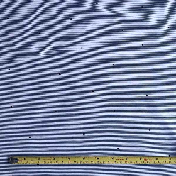Blue Stripe & Navy Polka Dot Shirting Deadstock Fabric