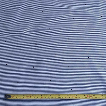Blue Stripe & Navy Polka Dot Shirting Deadstock Fabric