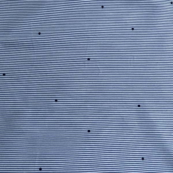 Blue Stripe & Navy Polka Dot Shirting Deadstock Fabric