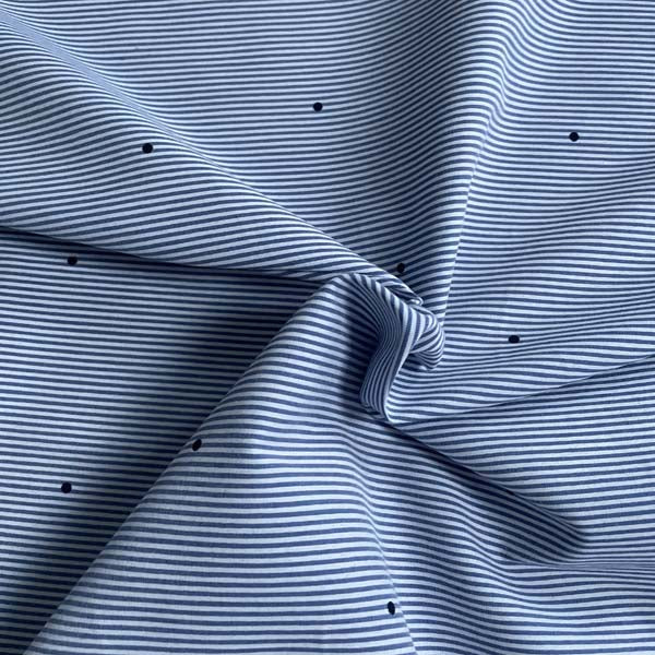 Blue Stripe & Navy Polka Dot Shirting Deadstock Fabric