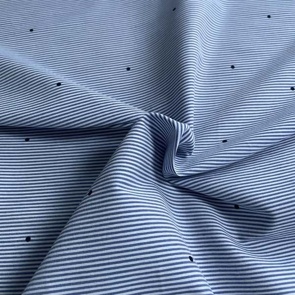 Blue Stripe & Navy Polka Dot Shirting Deadstock Fabric