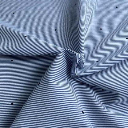 Blue Stripe & Navy Polka Dot Shirting Deadstock Fabric