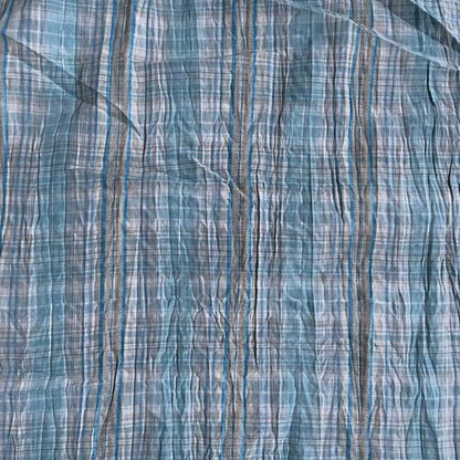 Turquoise Grey & Silver Check Shirting Deadstock Fabric