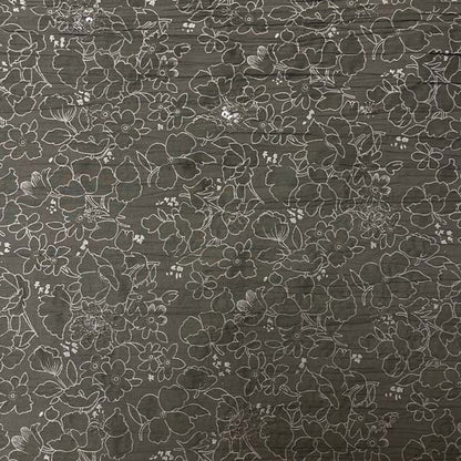 Khaki Green Floral Sequin Seersucker Deadstock Fabric