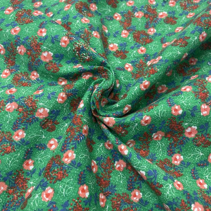 Green & Red Egyptian Block Print Cotton Deadstock Fabric