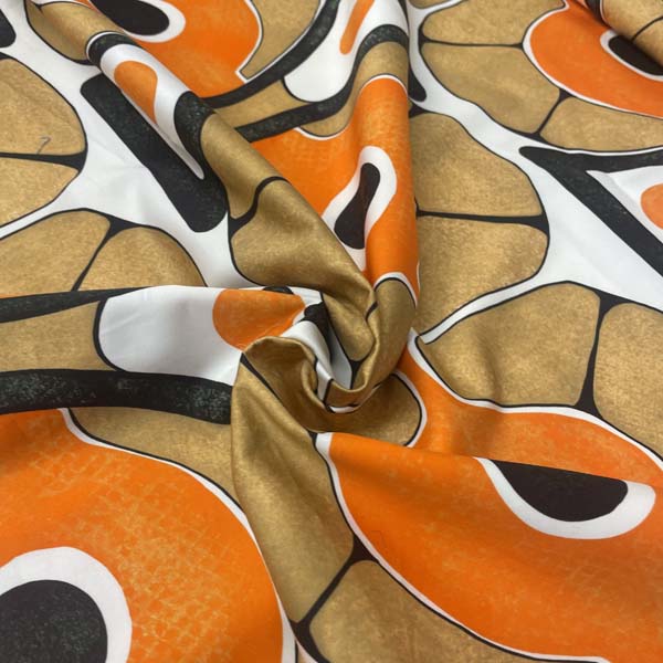 70s Retro Orange Geometric Cotton Deadstock Fabric