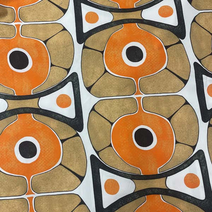 70s Retro Orange Geometric Cotton Deadstock Fabric