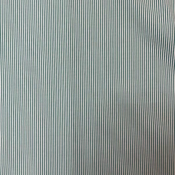 Green & White Stripe Stretch Cotton Spandex Deadstock Fabric