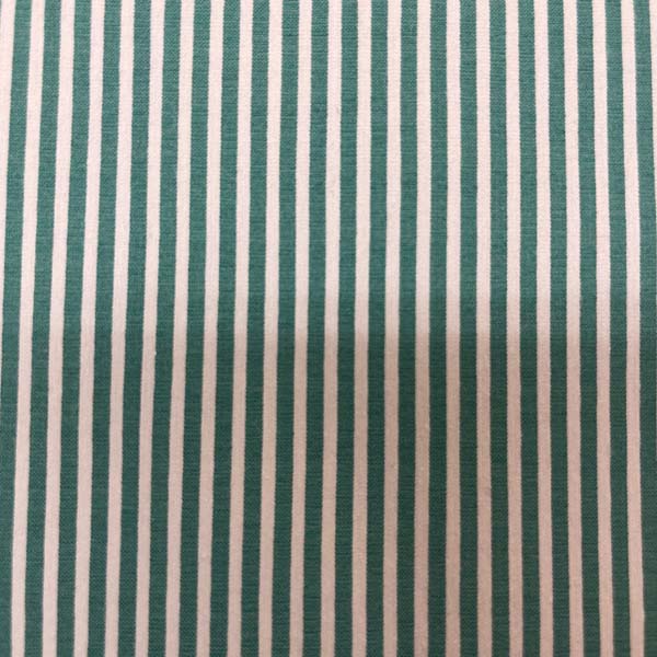 Green & White Stripe Stretch Cotton Spandex Deadstock Fabric