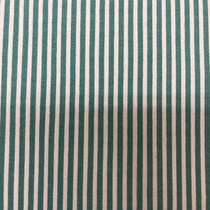 Green & White Stripe Stretch Cotton Spandex Deadstock Fabric
