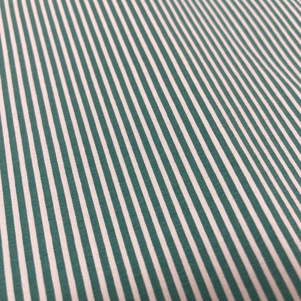 Green & White Stripe Stretch Cotton Spandex Deadstock Fabric