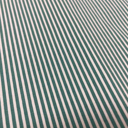 Green & White Stripe Stretch Cotton Spandex Deadstock Fabric