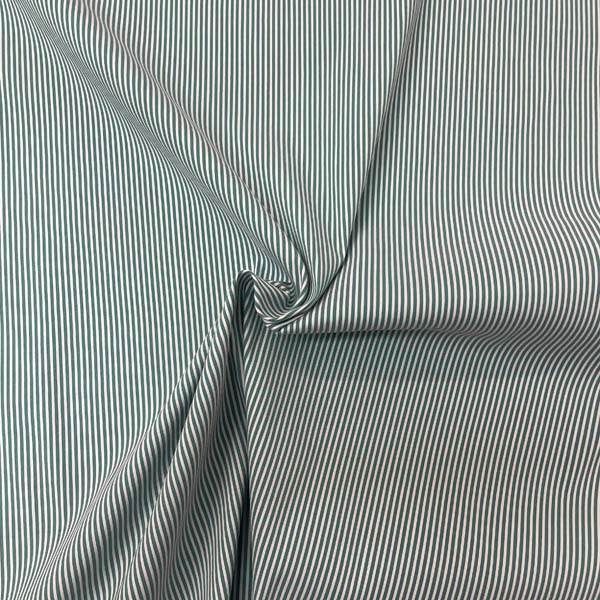 Green & White Stripe Stretch Cotton Spandex Deadstock Fabric