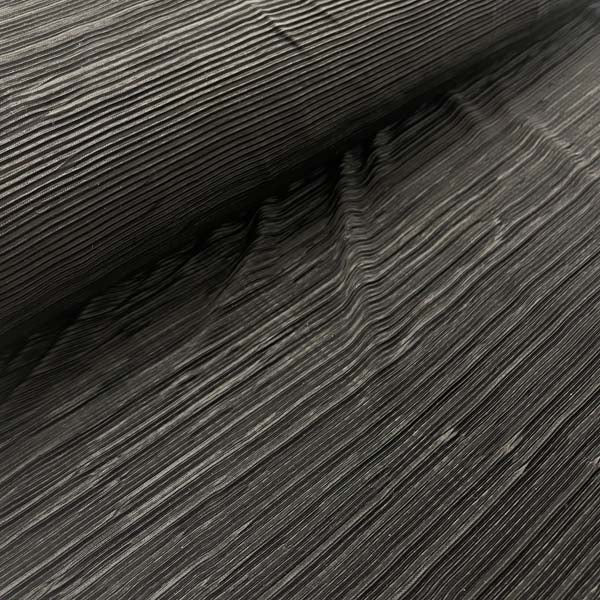 Black Crinkle Stretch Polyester Deadstock Fabric